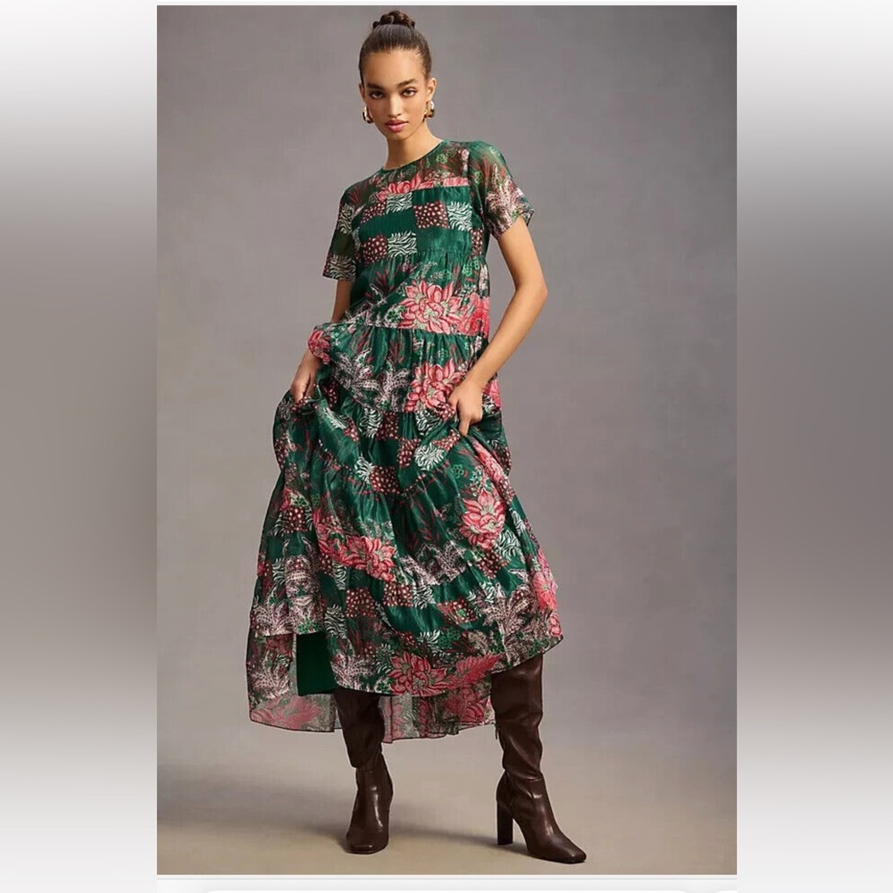 Bhanuni Jyoti Tiered Dress Anthropologie Sz M nwt